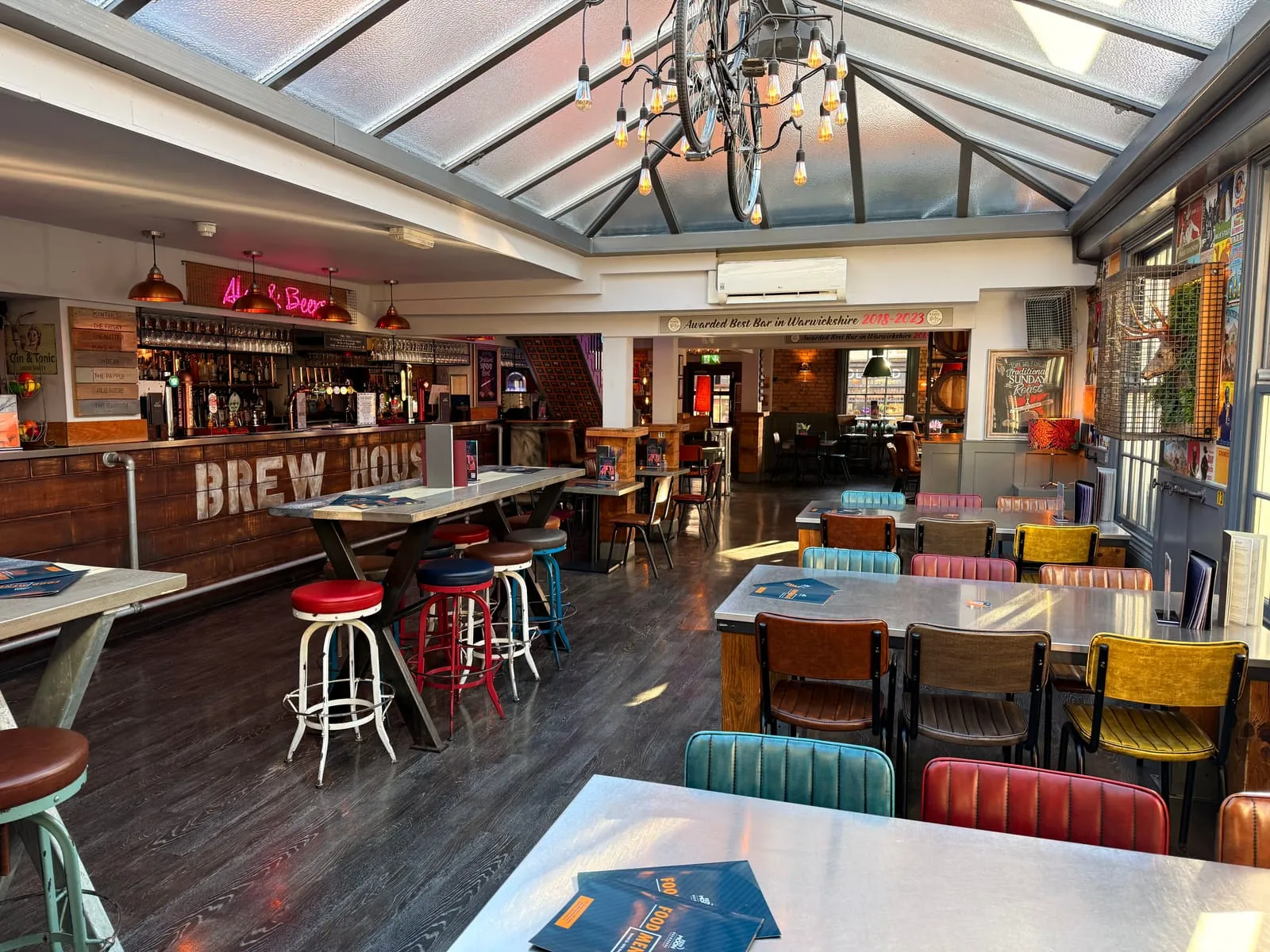 Cosy lounge seating area at Fizzy Moon Brewhouse & Grill