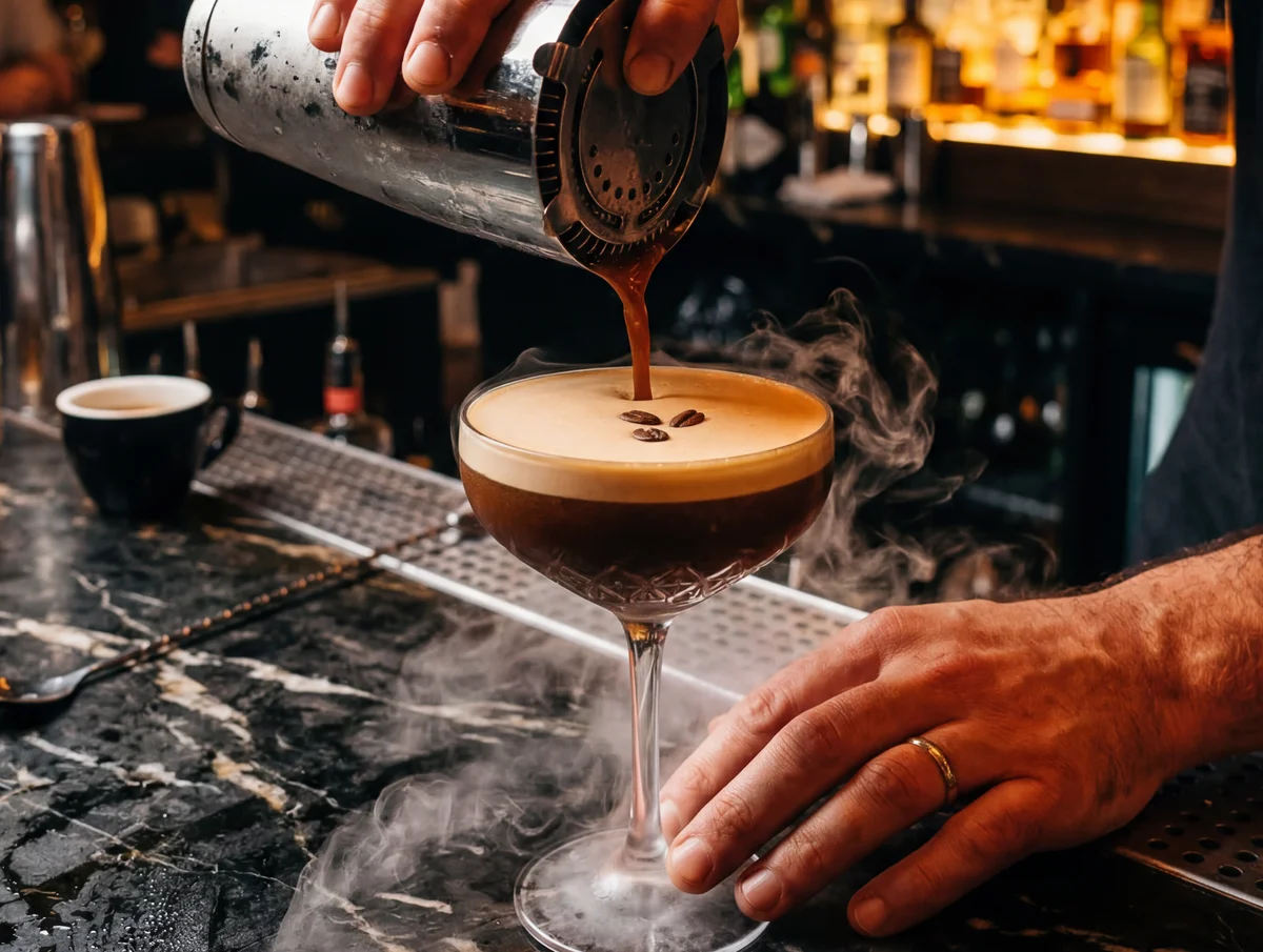 Espresso martini cocktail from Fizzy Moon drinks menu